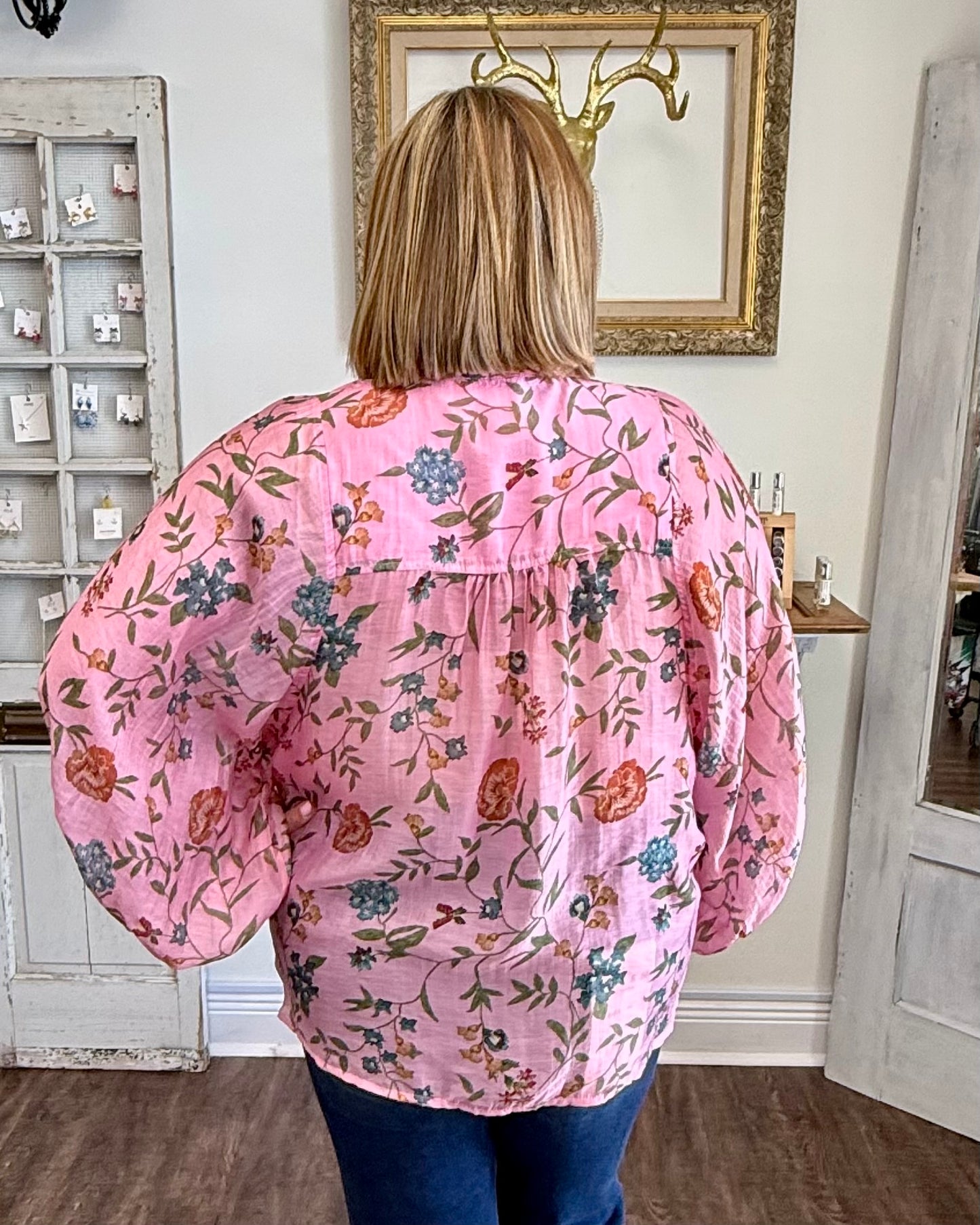 Pink Floral Button Up