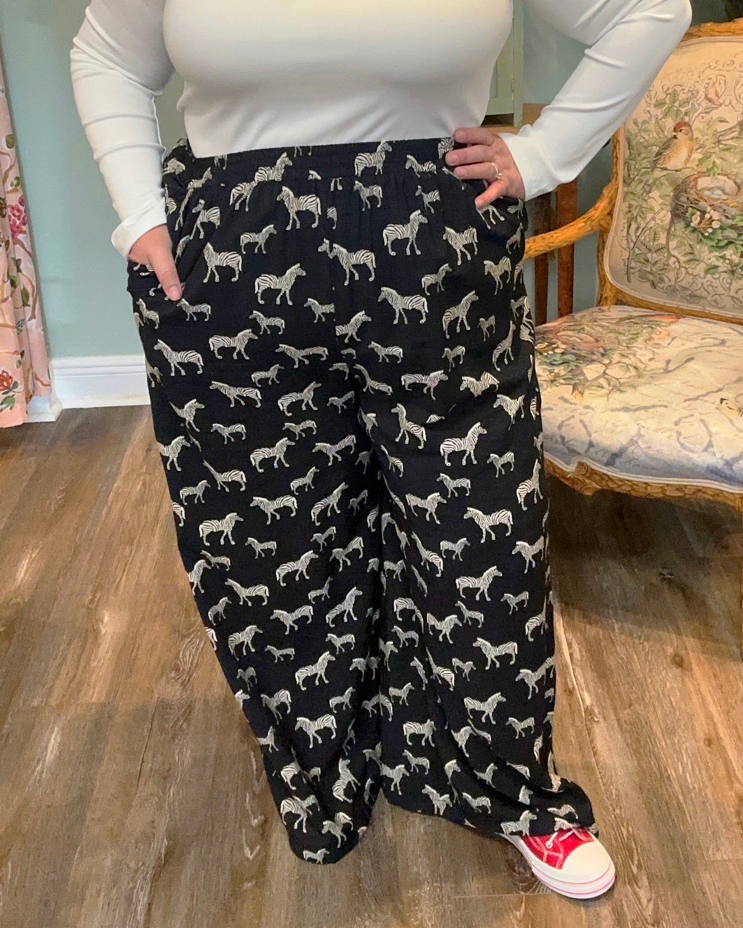 Elastic Waist Zebra Pants