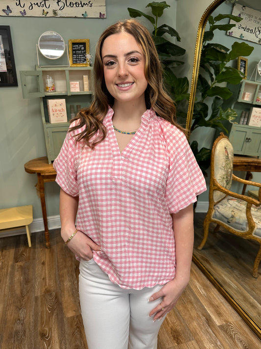 Peony Bubble Sleeve with Scallop Hem