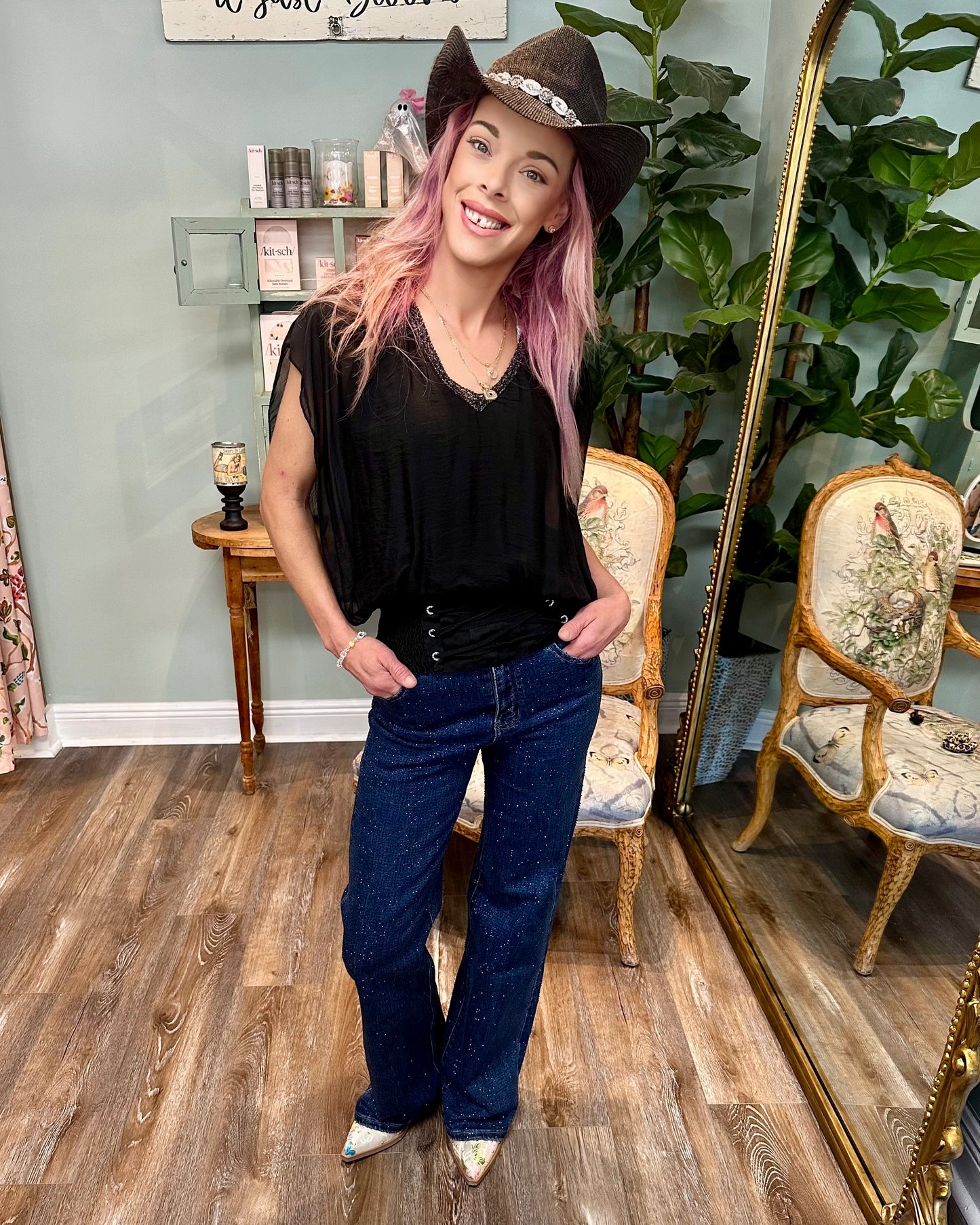 Dark Denim Bedazzled Jeans