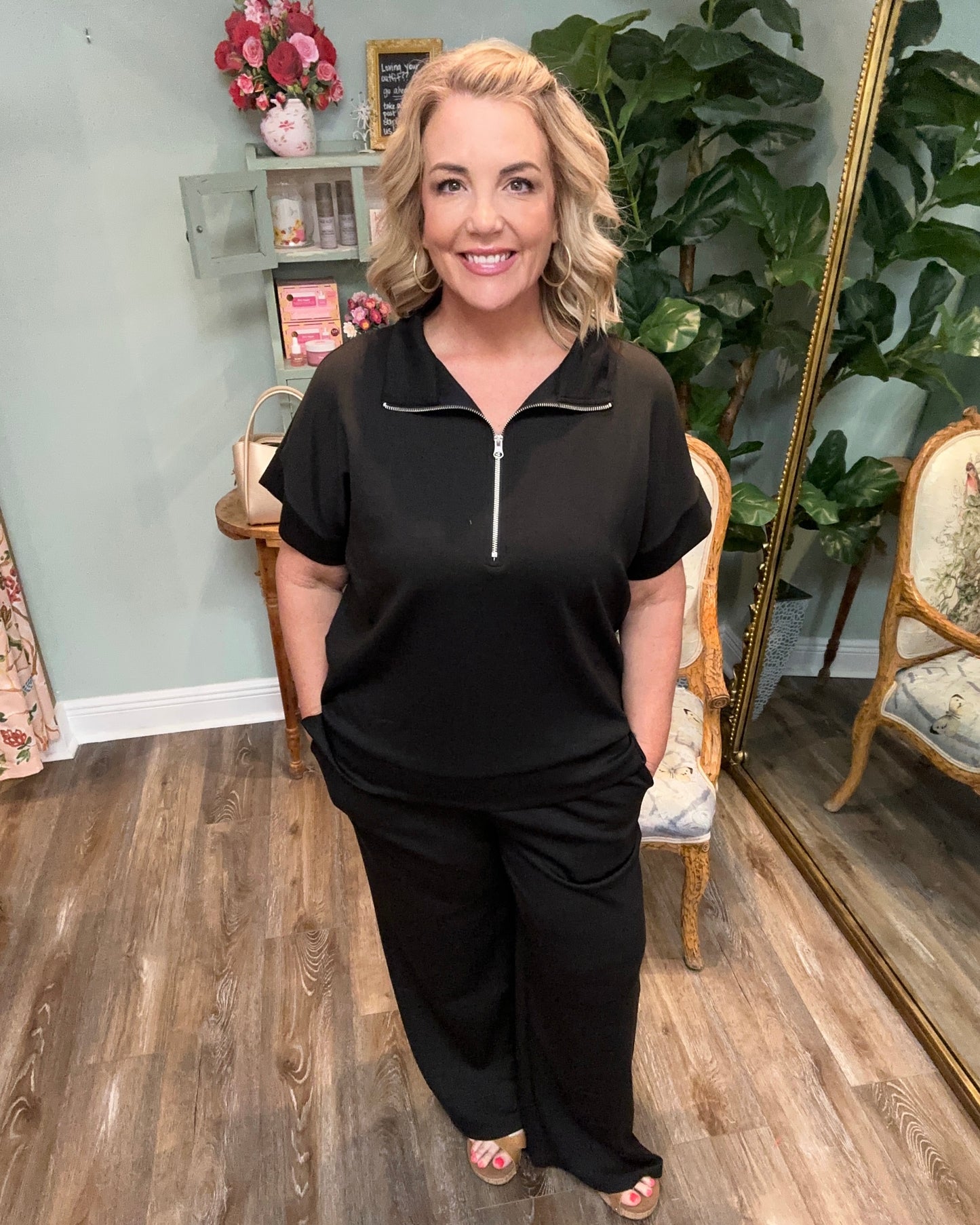 Black Top and Pant Set