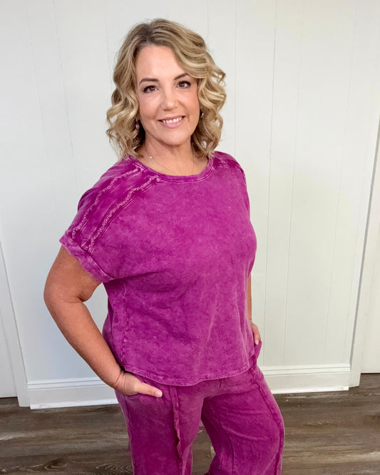 Magenta Mineral Washed Top