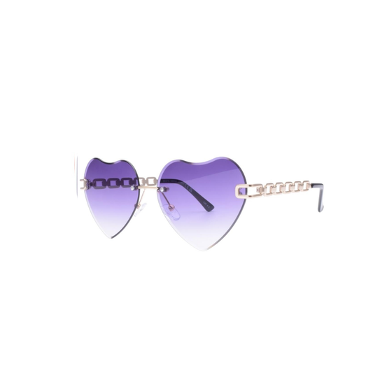 Chain-Link Heart Sunglasses in Violet Fade