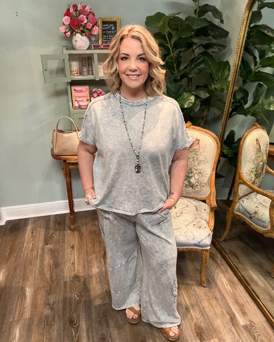 Mineral Washed Boho Trim Pant