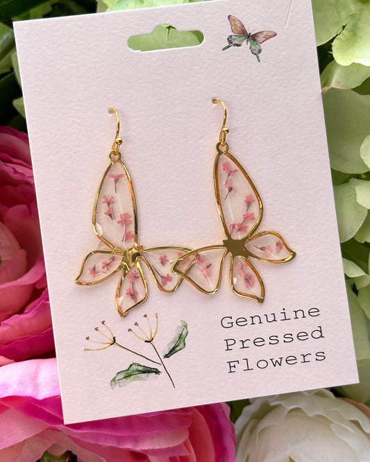 Butterfly Earrings - Dried Flowers