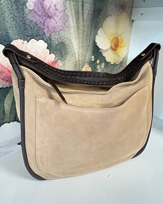 Taupe Leather Hobo Bag
