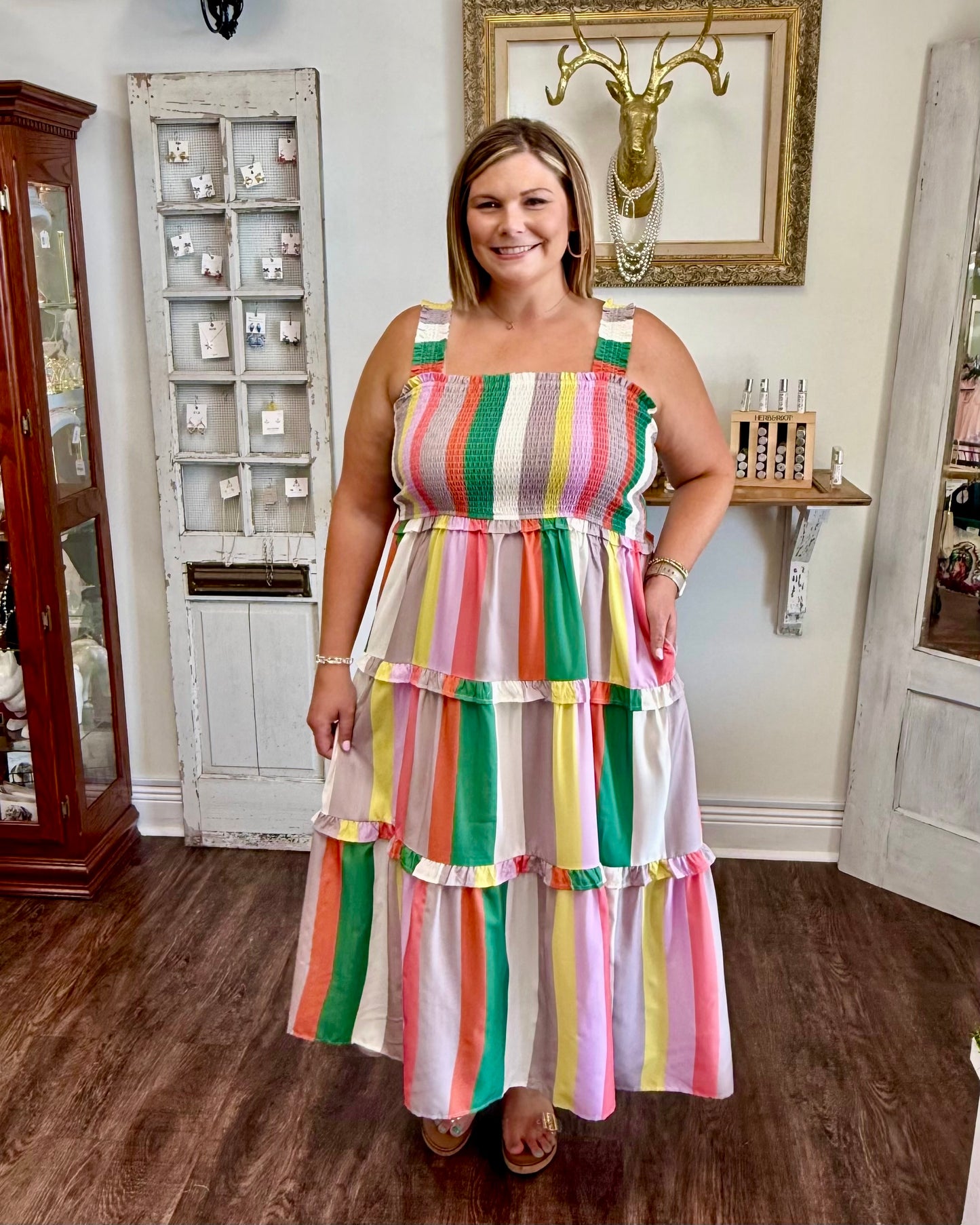Tiered Stripe Maxi Dress