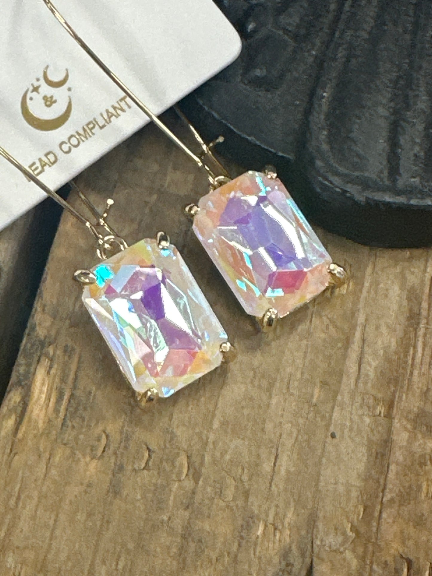 Emerald Cut Jeweled Drop Earrings