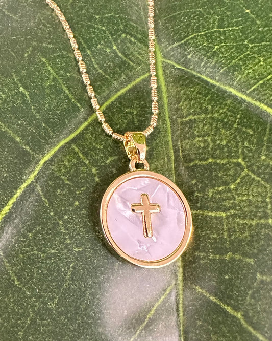 Pearl Shell Cross Necklace