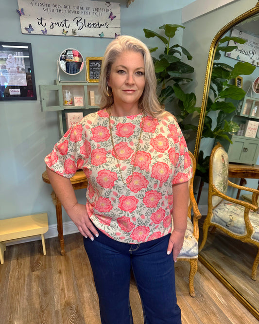 Flower Print Puff Sleeve Top