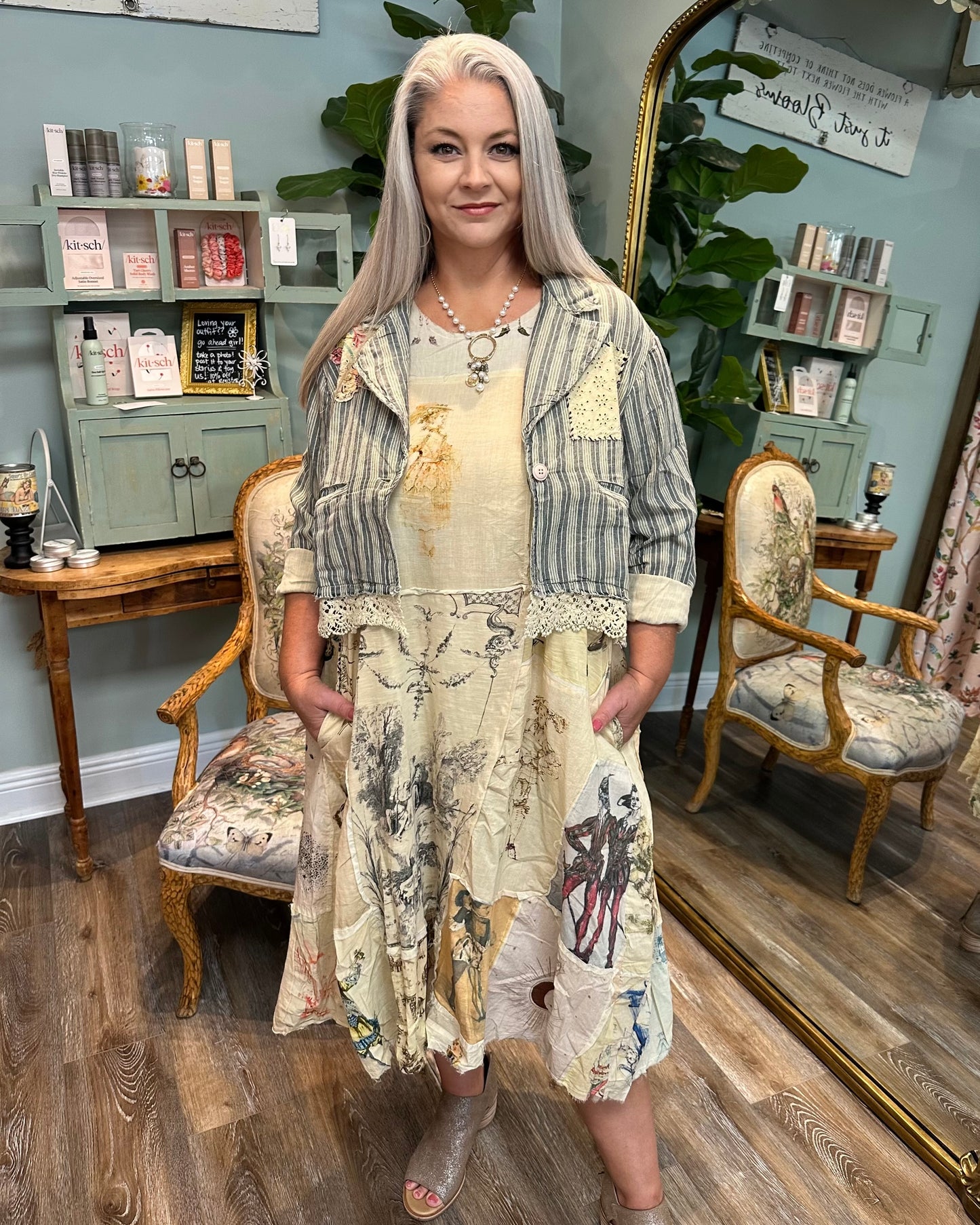 Artsy Patchwork A-Line Midi