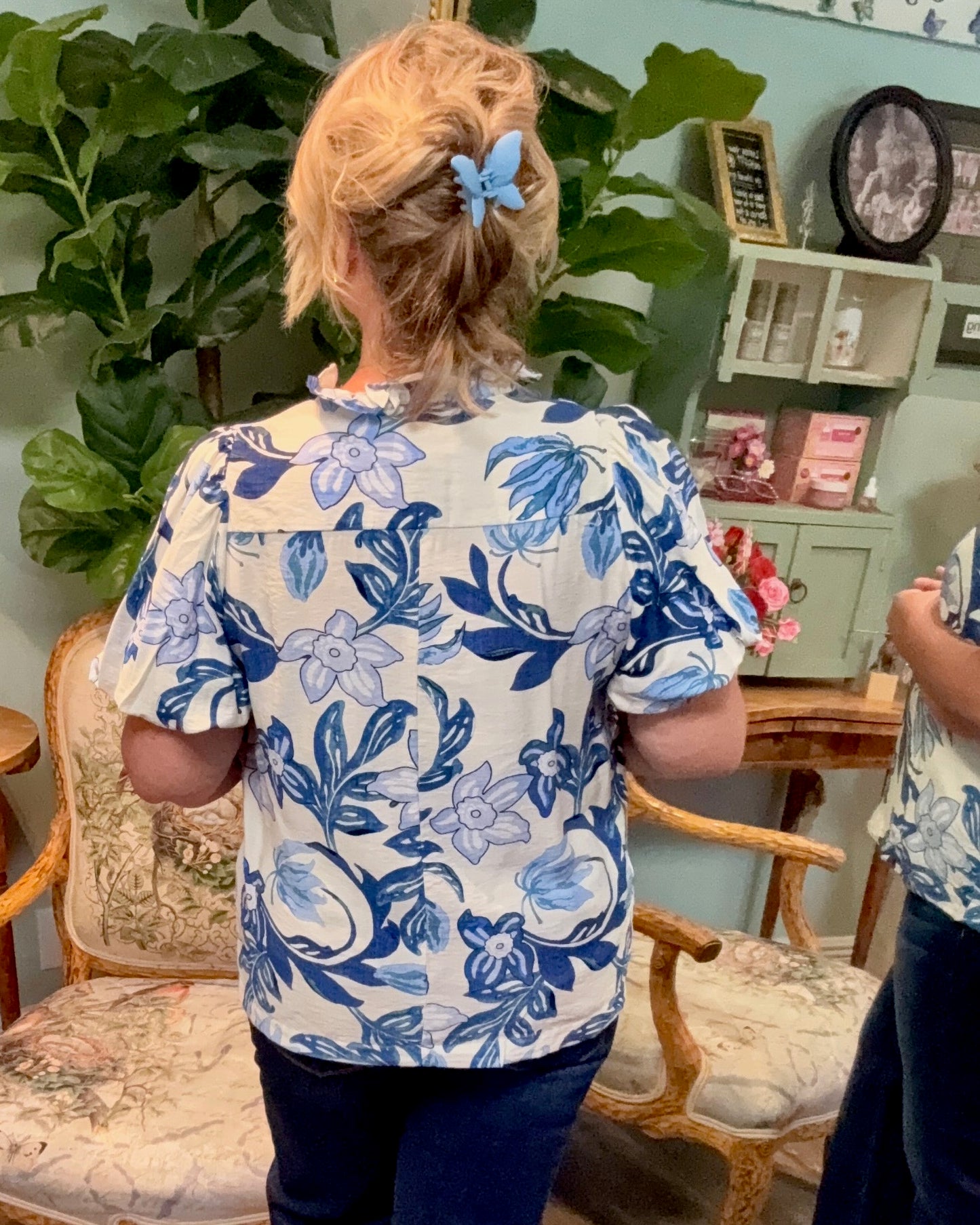 Blue Floral Blouse