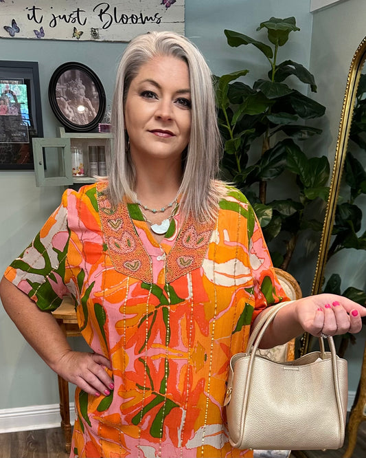 Daphine Coral & Orange Dress