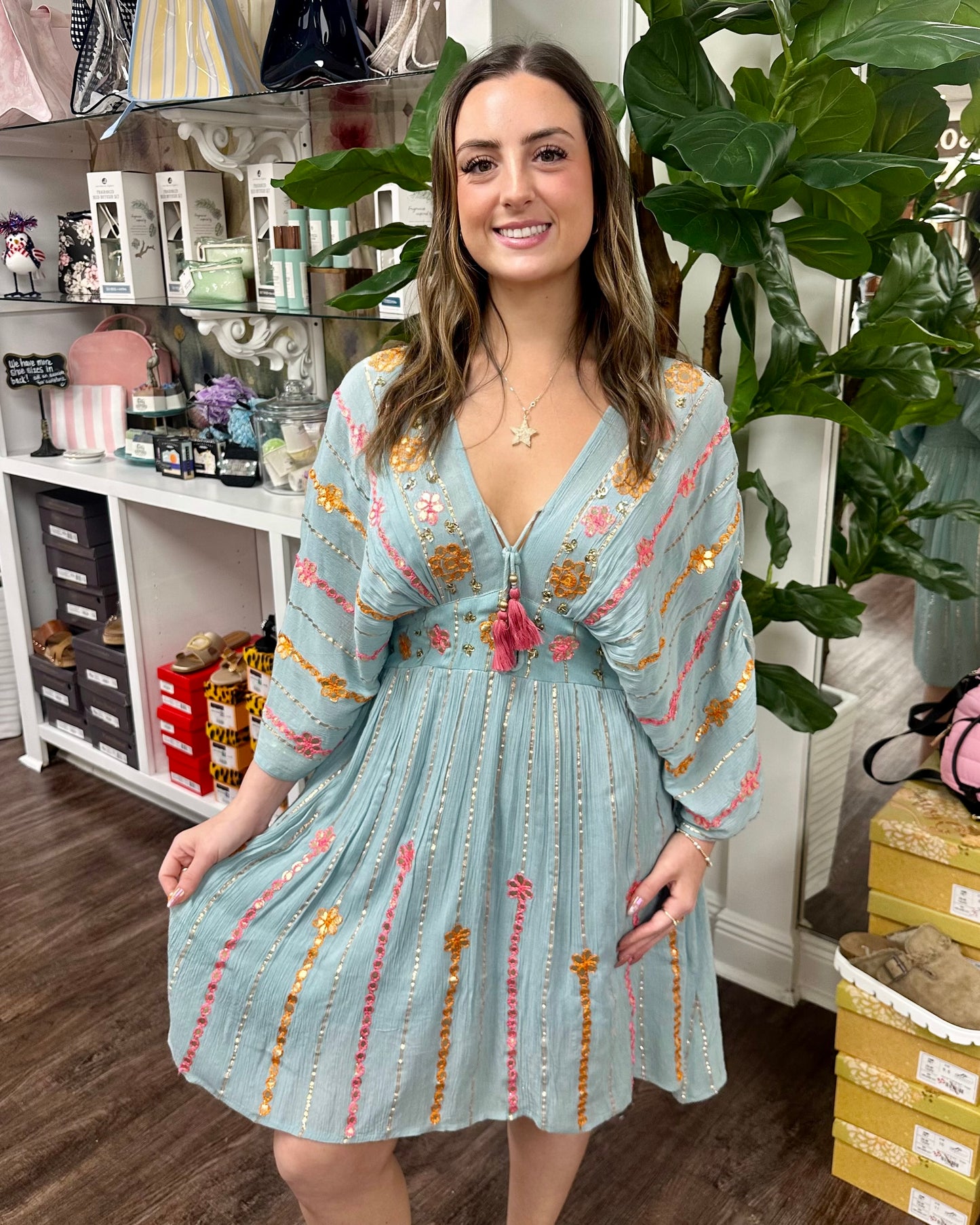 Seafoam V-neck Dress
