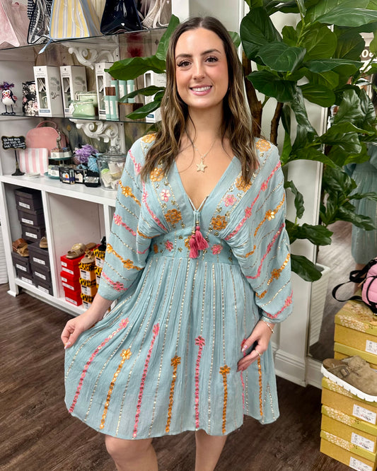 Seafoam V-neck Dress