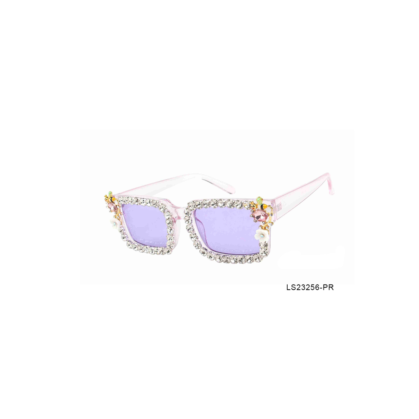 Rhinestone Square Sunglasses in Purple