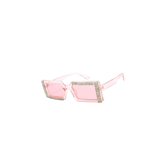 Crystal Edge Square Sunglasses in Pink