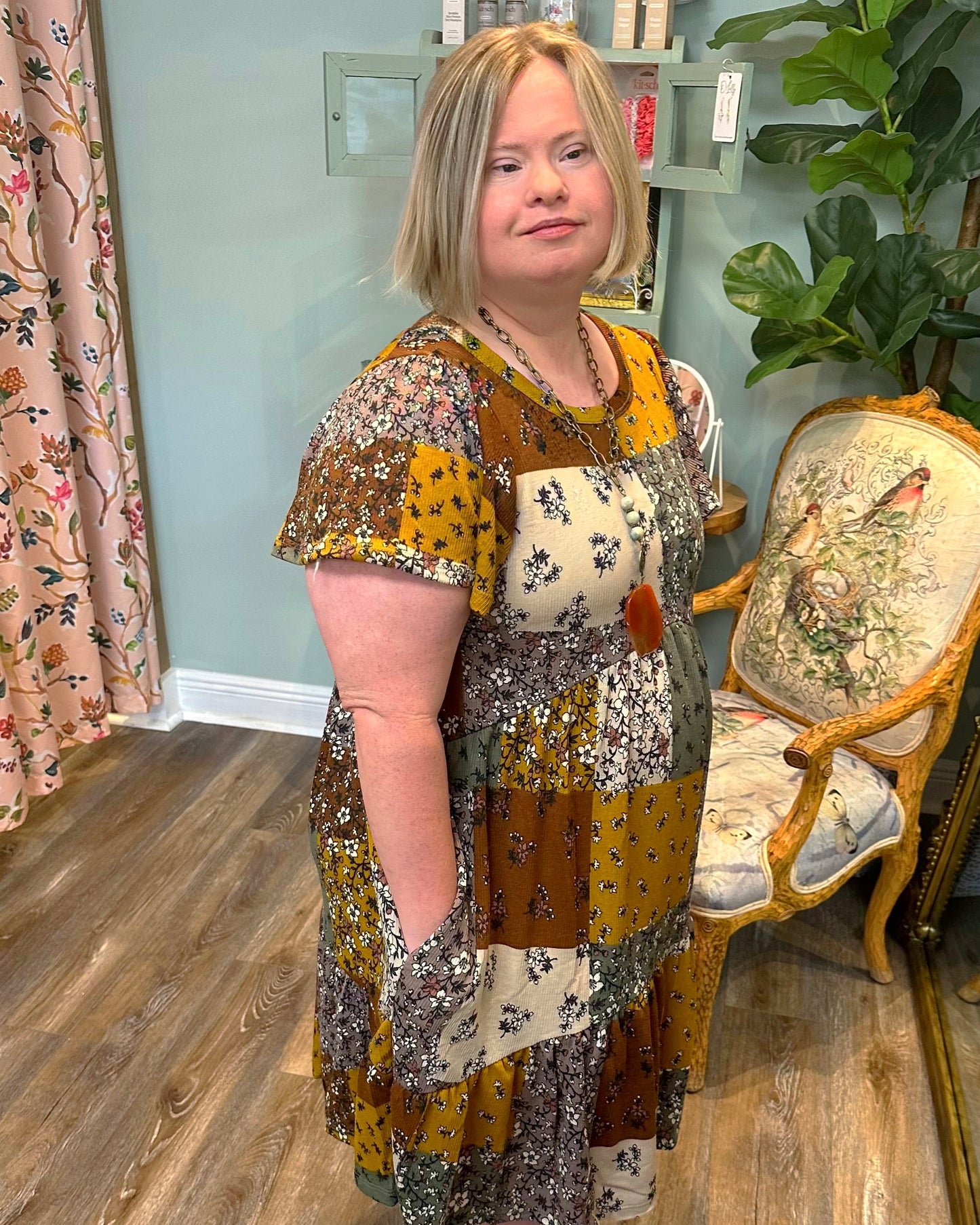 Patch Print Knit Dress