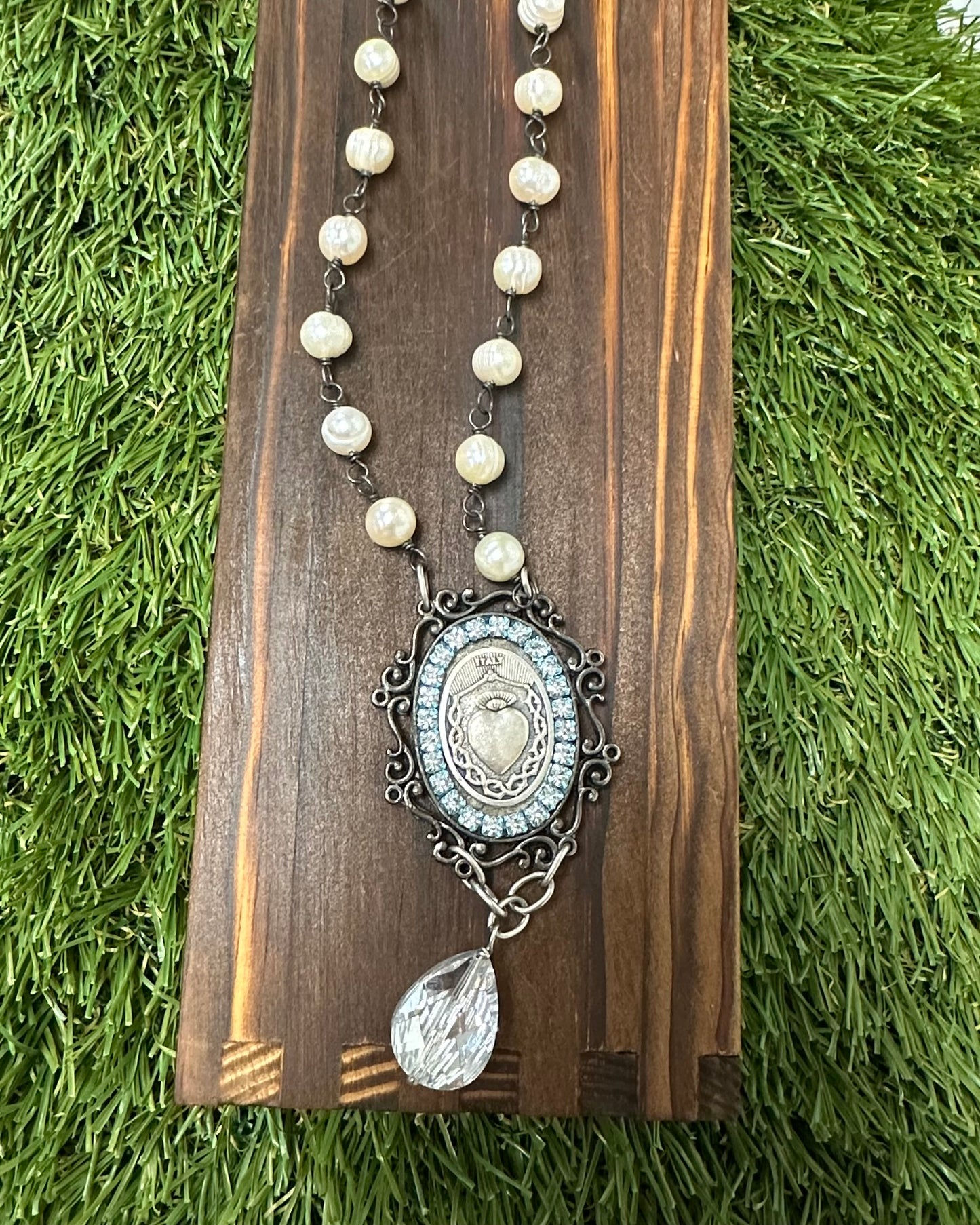 Sacred Heart Pearl Necklace
