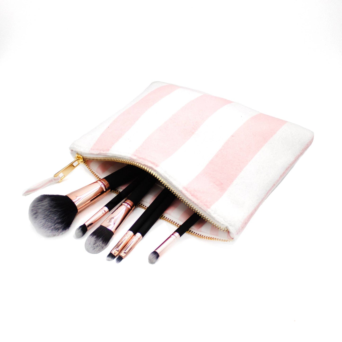 Pink Stripe Terry Flat Pouch - Small