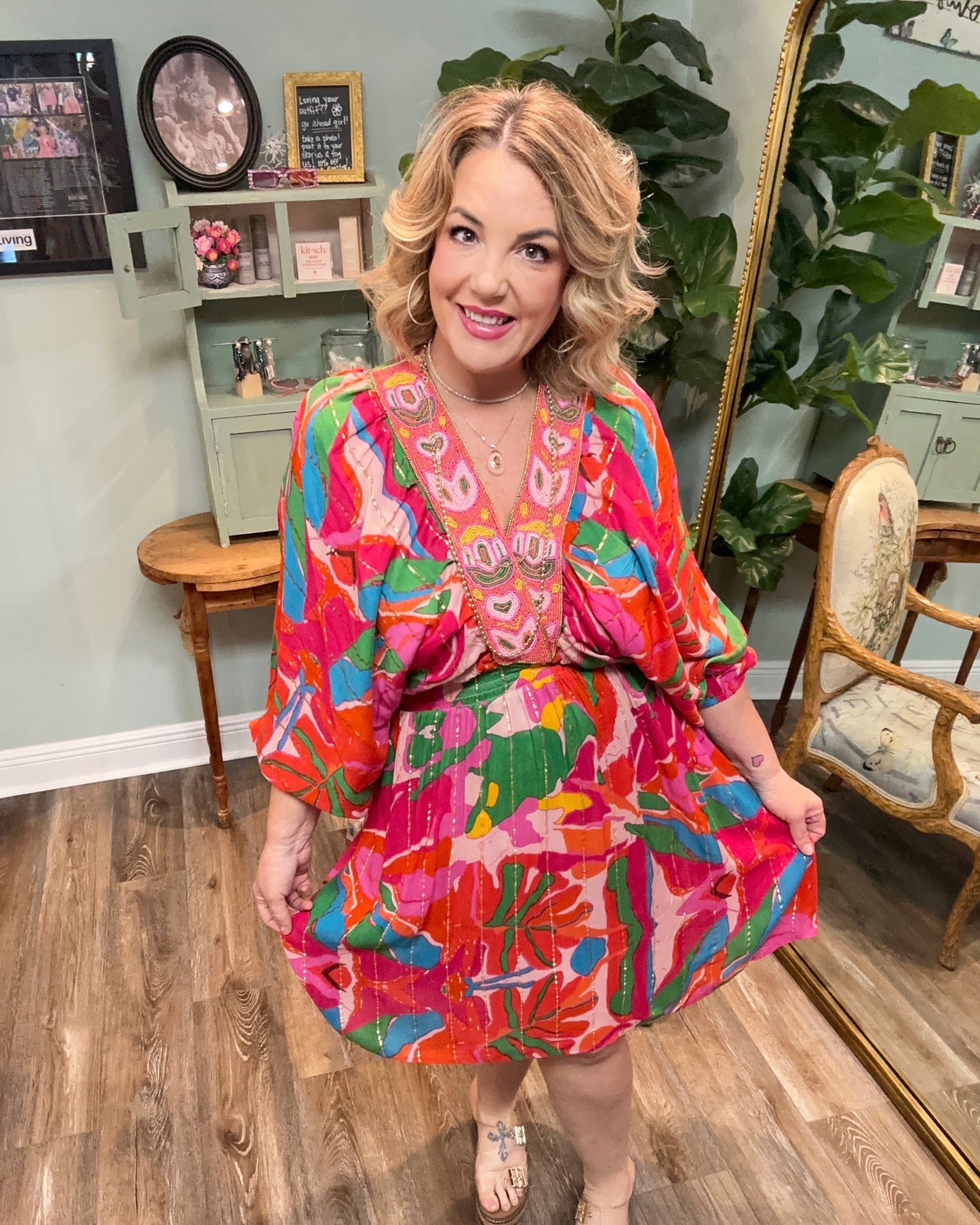 Sophia Fushia Print Dress