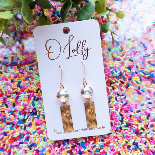 AB Stone With Textured Bar Earring