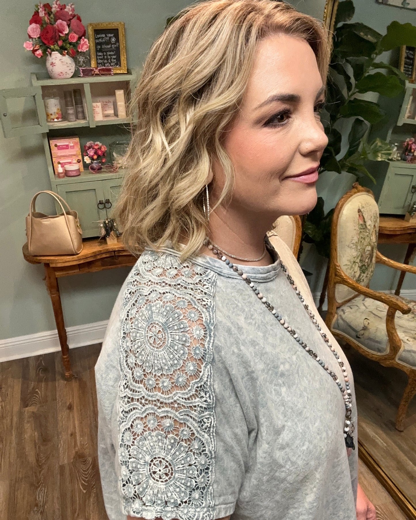 Mineral Wash Boho Trim Top