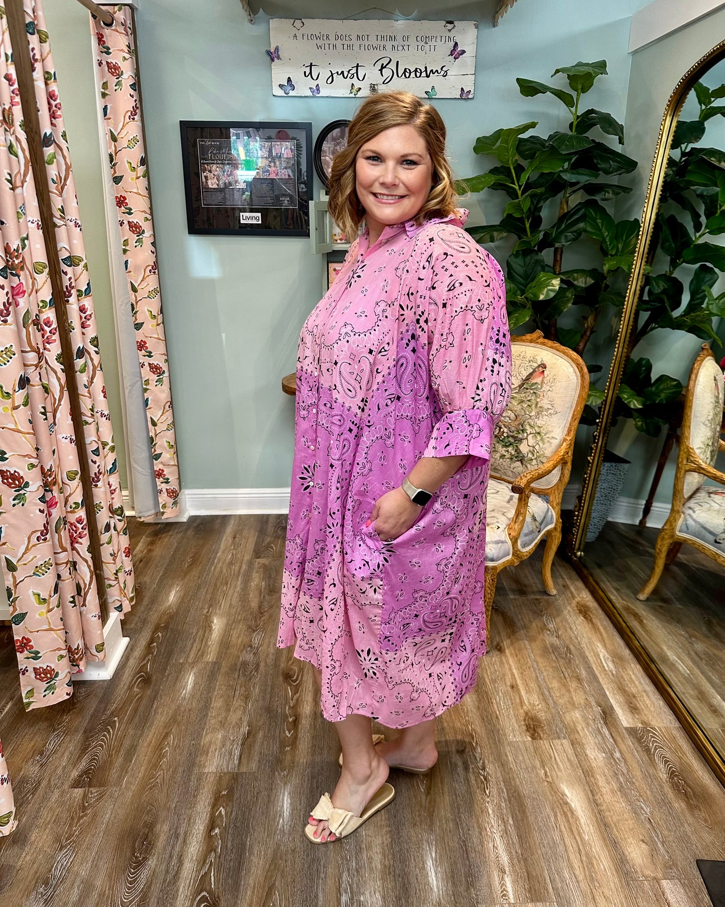 Pink & Purple Bandana Print Dress