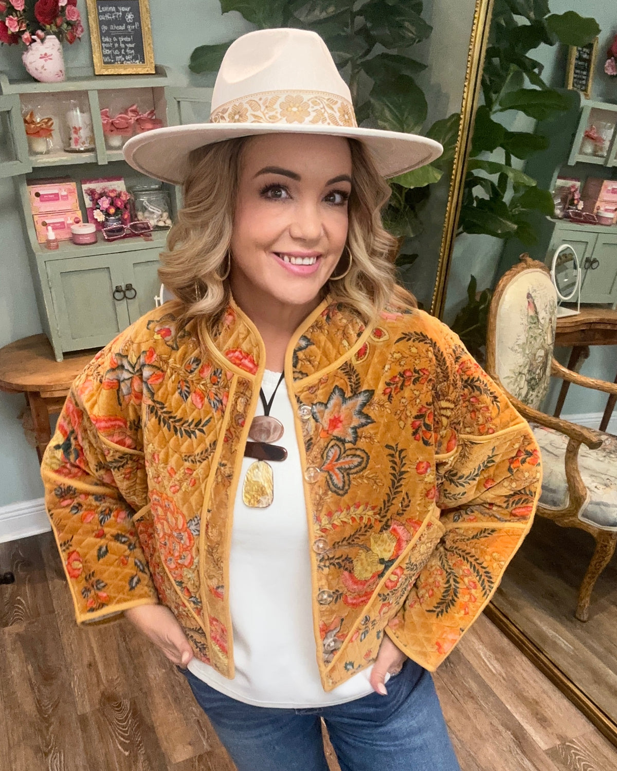 Quilted Velvet Kimono Jacket