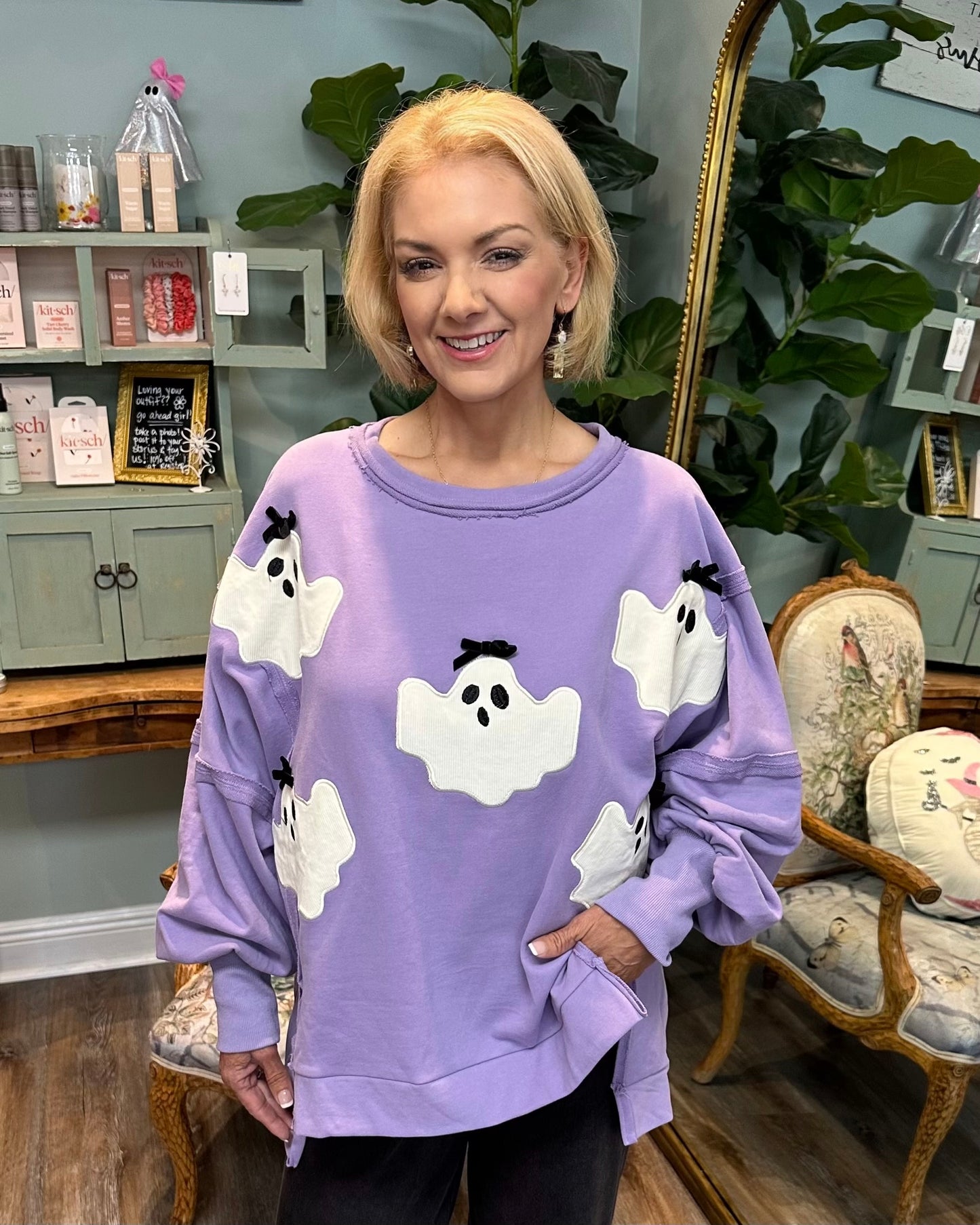 Boo Bow Detail Sweatshirt - Overiszed