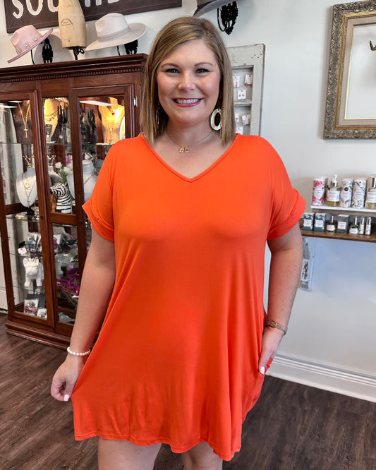 Pumpkin Orange T-shirt Dress