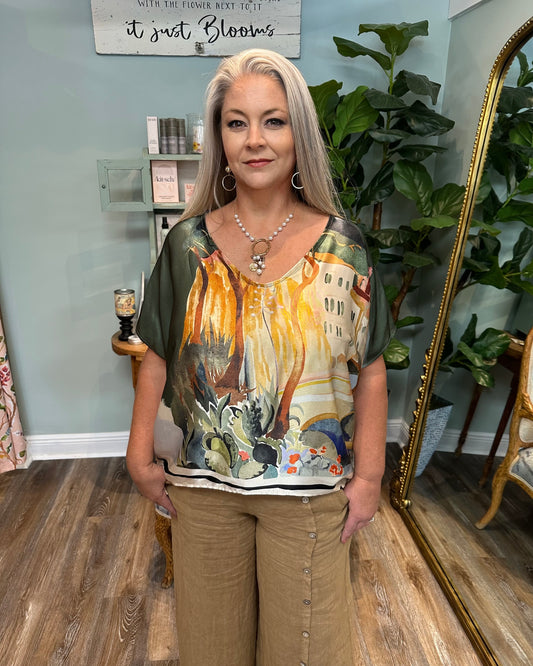 Silk Italian Village Printed Top