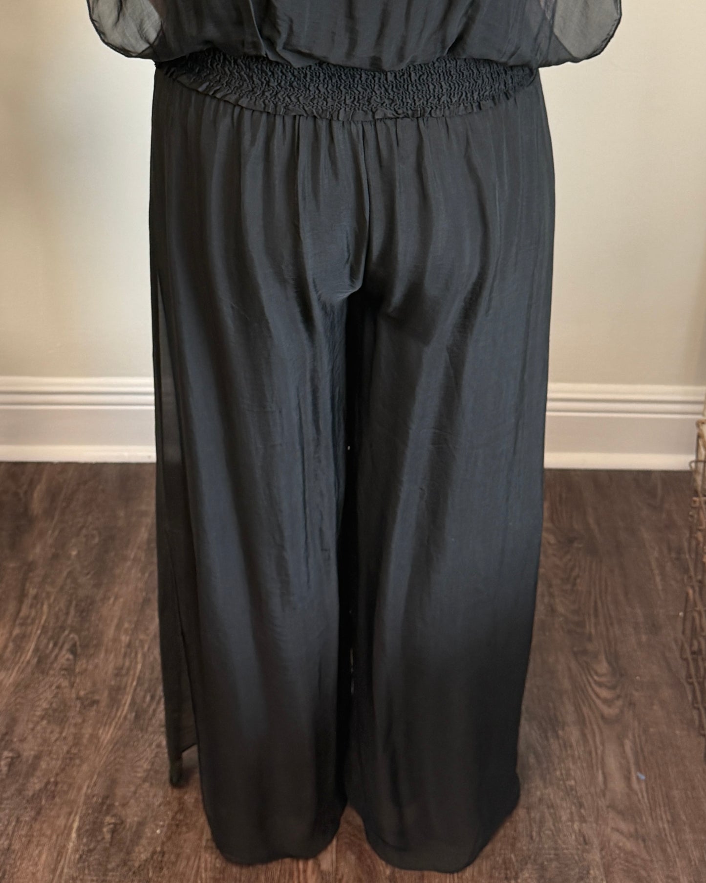 Lined Side Slit Silk Pants
