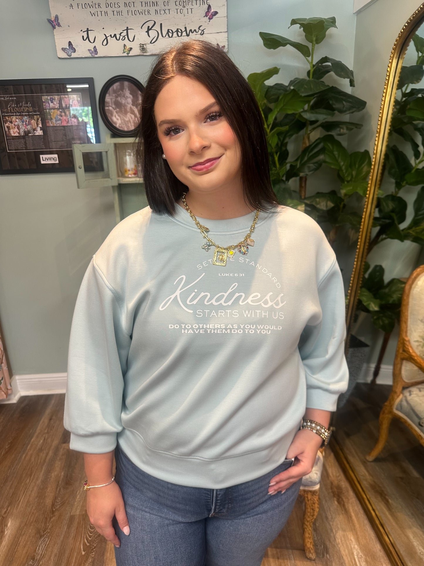 Short Sleeve Scuba "Kindness" Top
