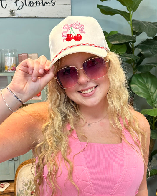 Cherry Ribbon Trucker Hat