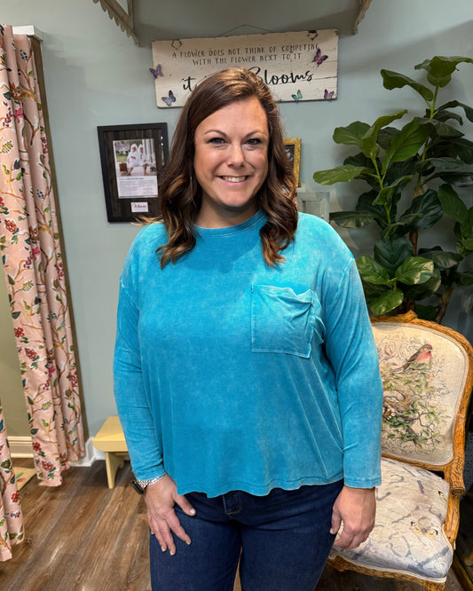 Washed Ribbed Dolman Sleeve Top