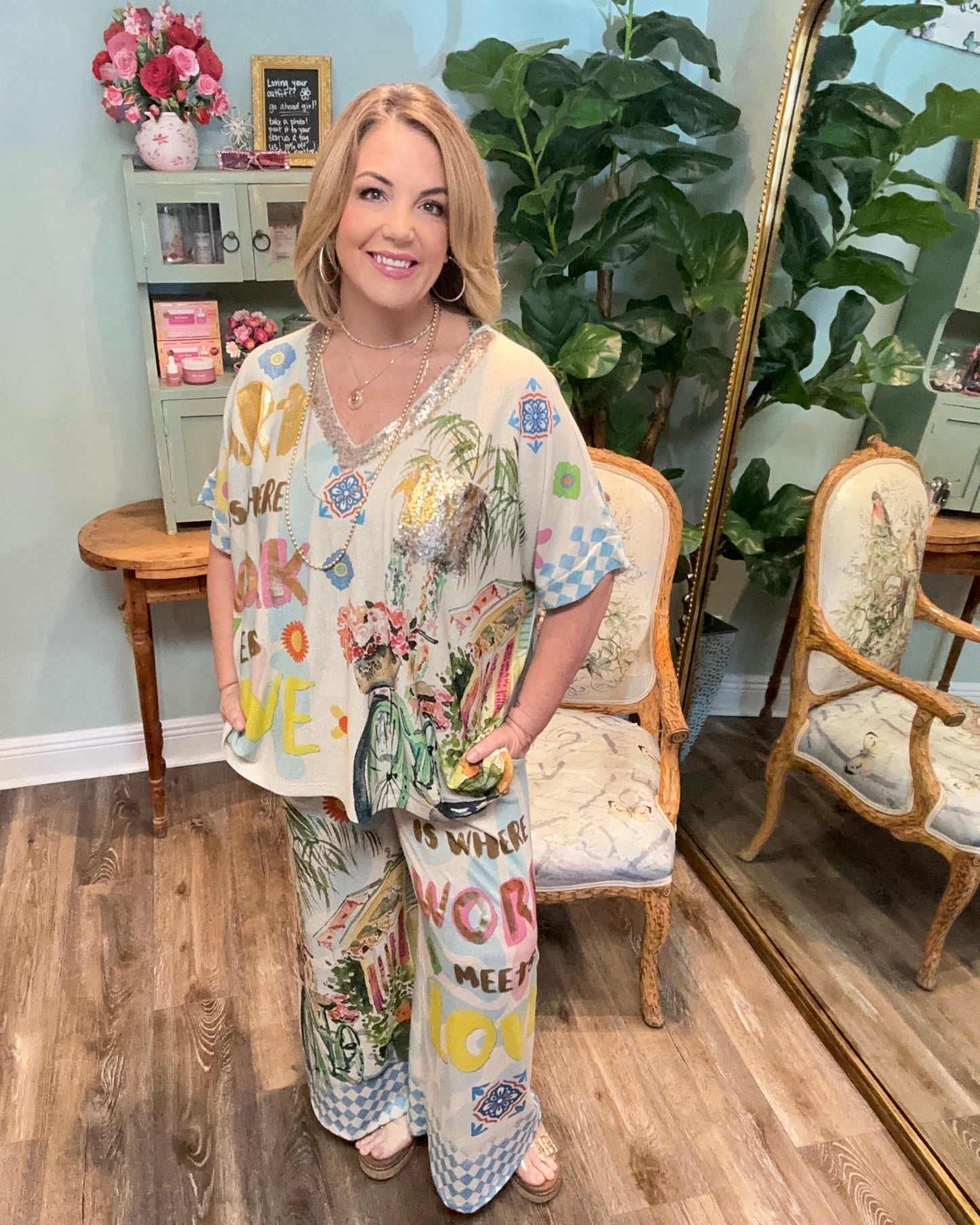 Shimmer Italian Print 2 Piece Set