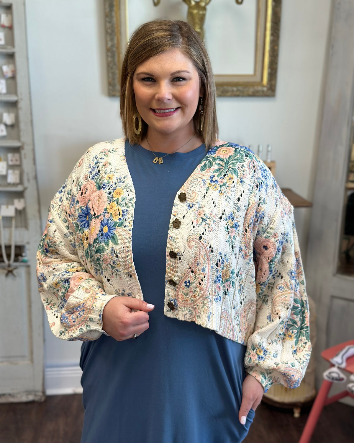 Floral Chenille Cardigan