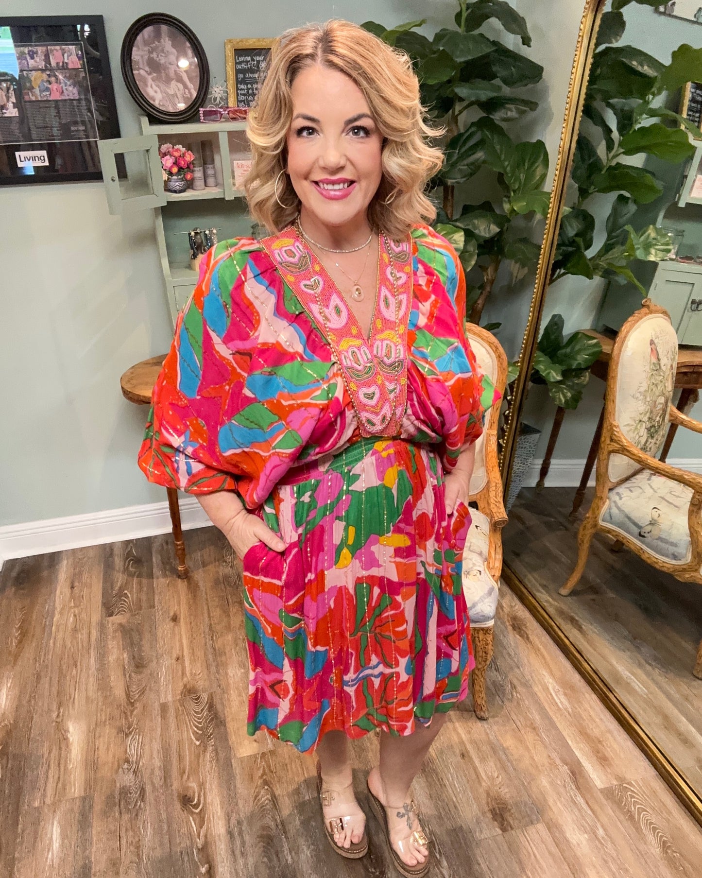 Sophia Fushia Print Dress