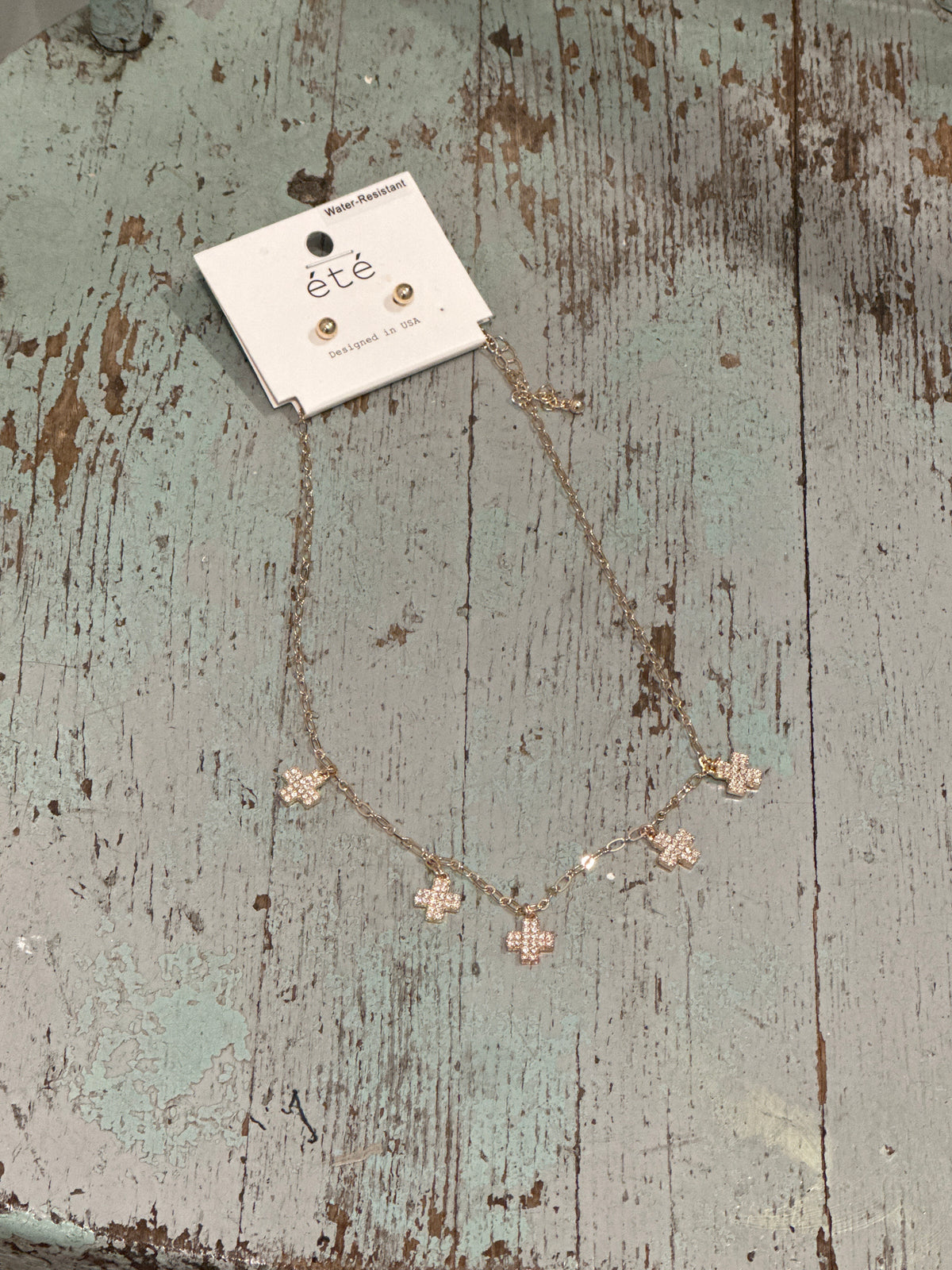 Mini Rhinestone Cross Necklace