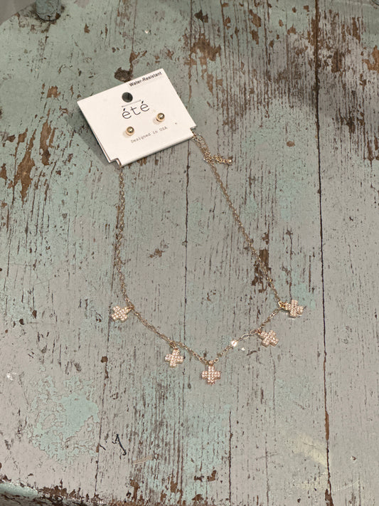 Mini Rhinestone Cross Necklace