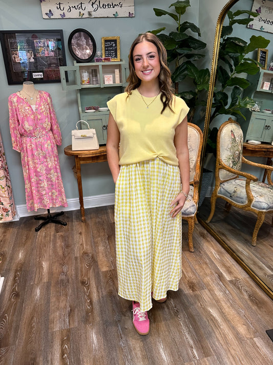 Shortsleeve Gingham Skirt Combo Dress