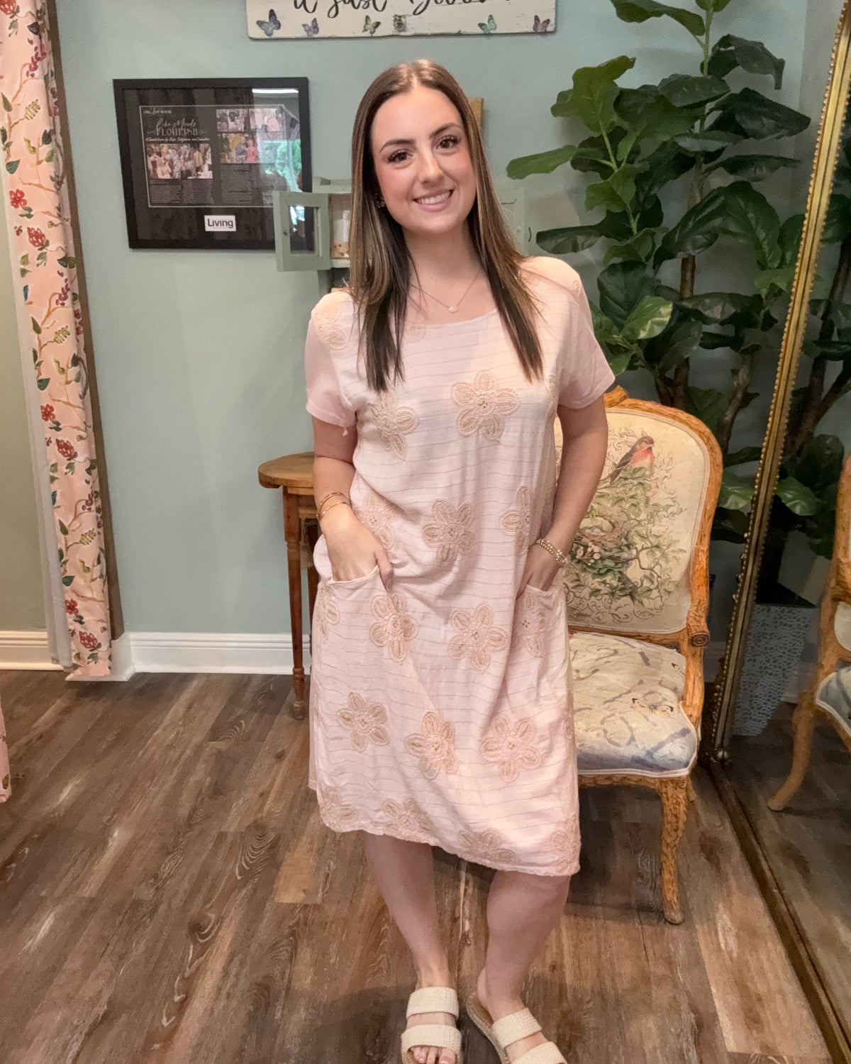 Italian Cotton Floral Embroidered Shirt Dress