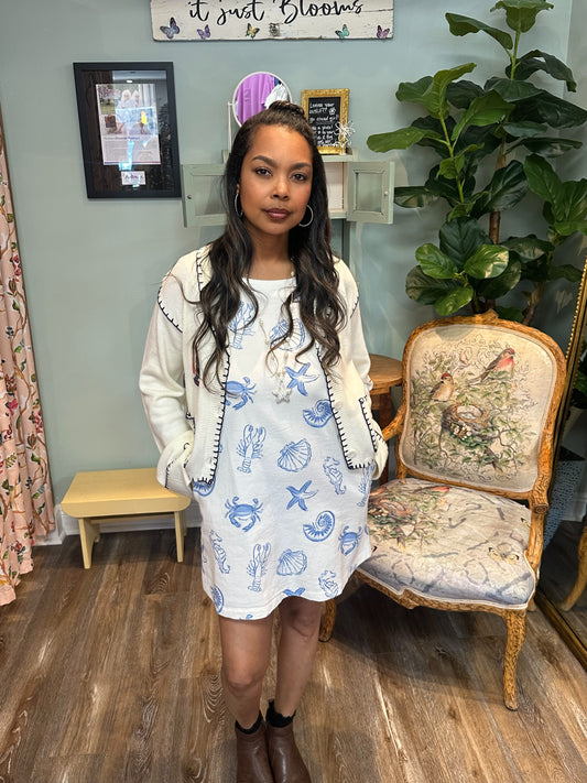 Sea Print Shift Dress