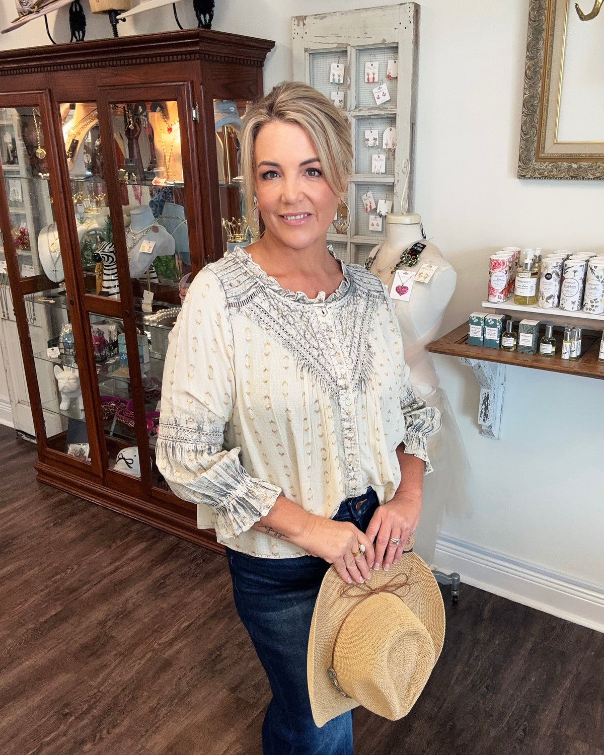 Ivory Blouse with Gold Embellishments