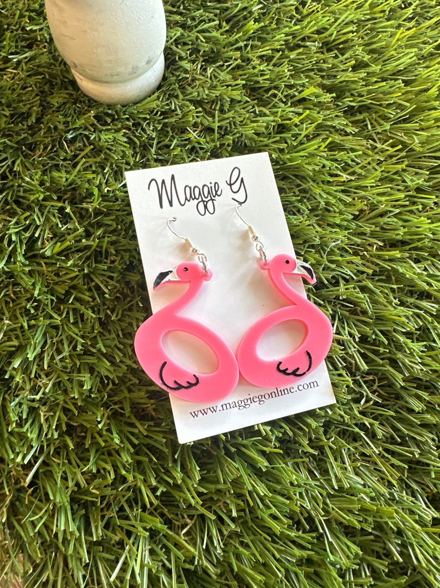 Pink Flamingo Pool Floatie Earrings