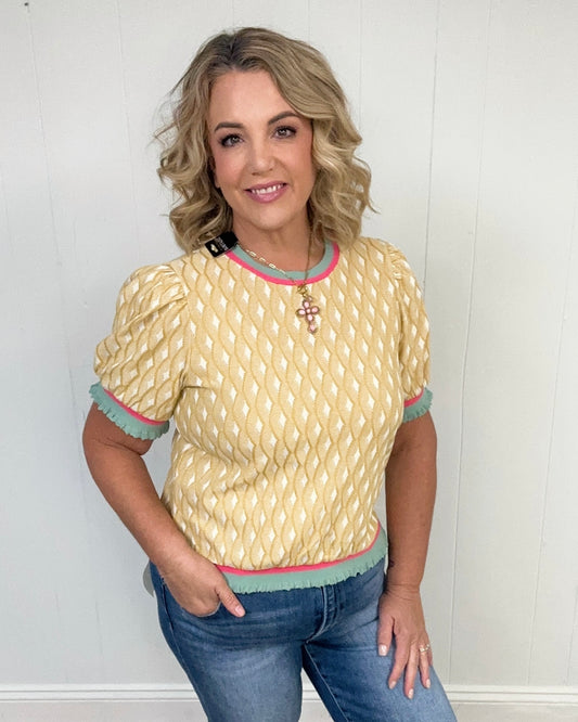Geo Print Textured Top