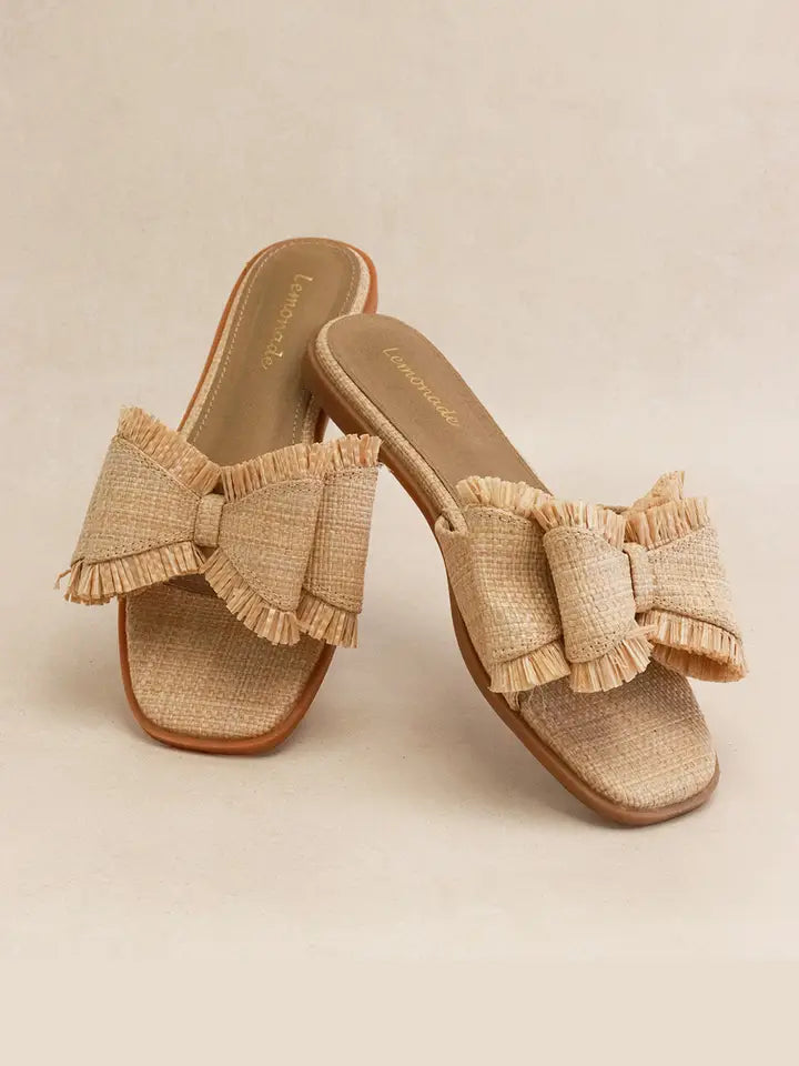 Raffia Bow Beach Slides