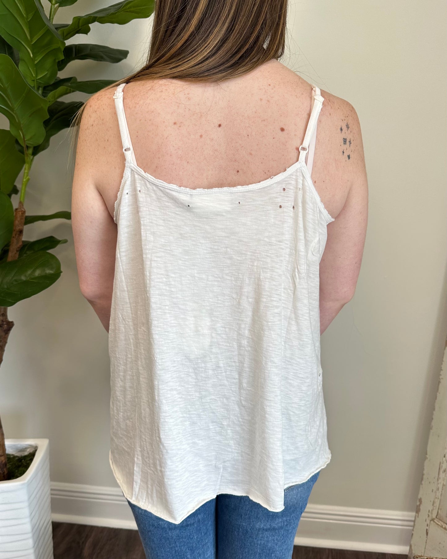 Cream Distressed Cami