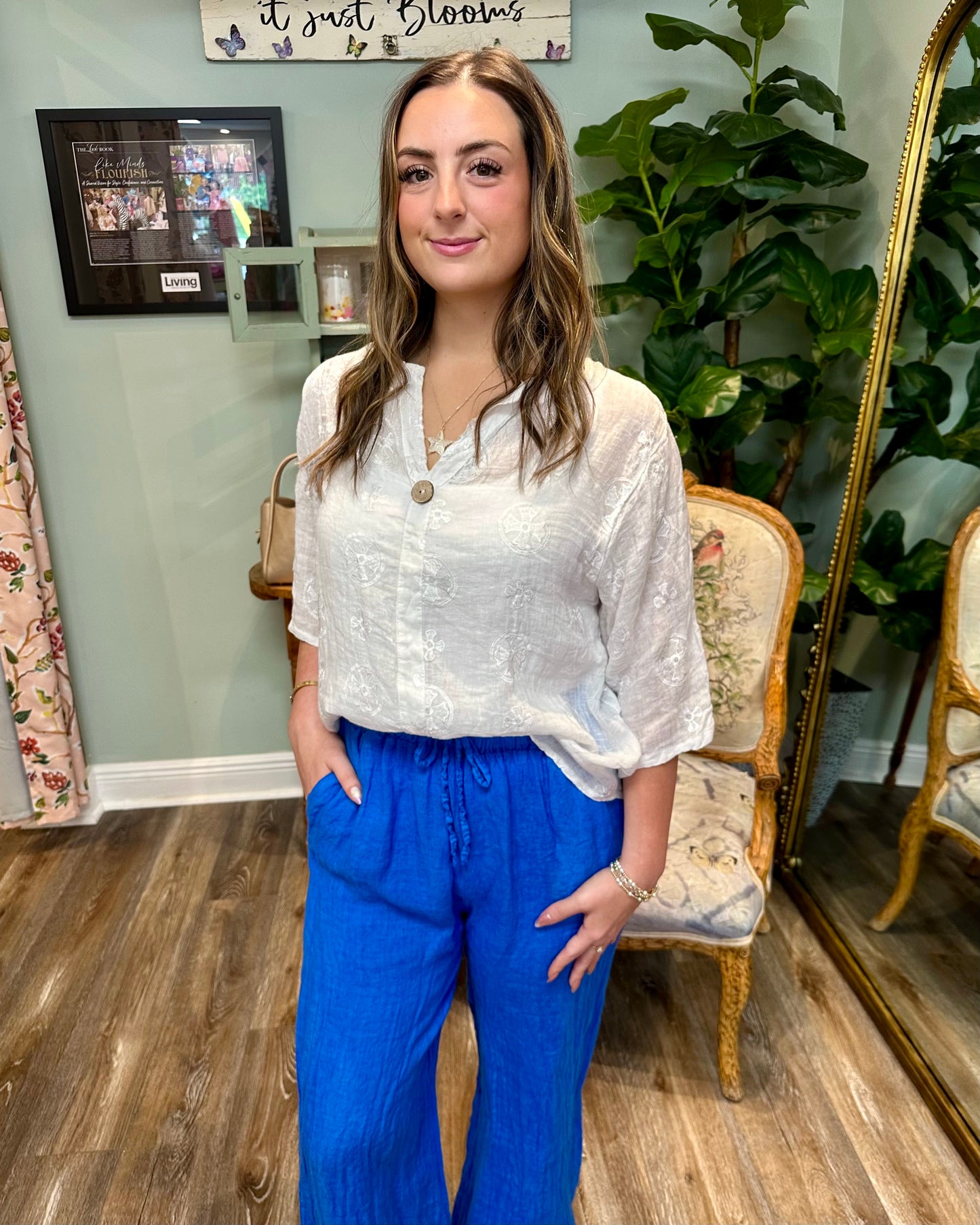 Elastic Waist Linen Pant